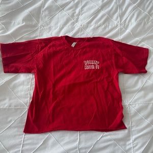 red mid crop top